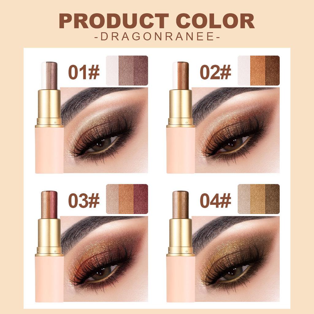 Three Color Eyeshadow Stick Glitter Highlight Shadow Stick Eye Makeup Waterproof Lasting Shimmer Metallic Eyeshadow Makeup