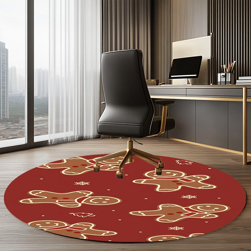 Christmas gingerbread man Printed Round Rug Carpet Chair Rug Area Rug Entryway Doormats,for Office Chair Living Room Bedroom Kitchen Room.