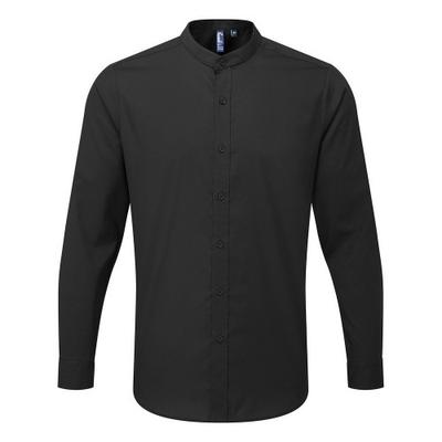 Mens Banded Collar Long-Sleeved Formal Shirt