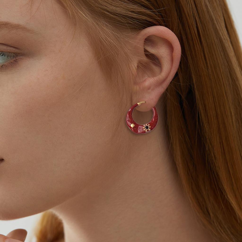 Vintage Enamel Drip Glaze Hoop Earrings Exquisite Ear Accessories Statement Jewelry for Party and Everyday Wear