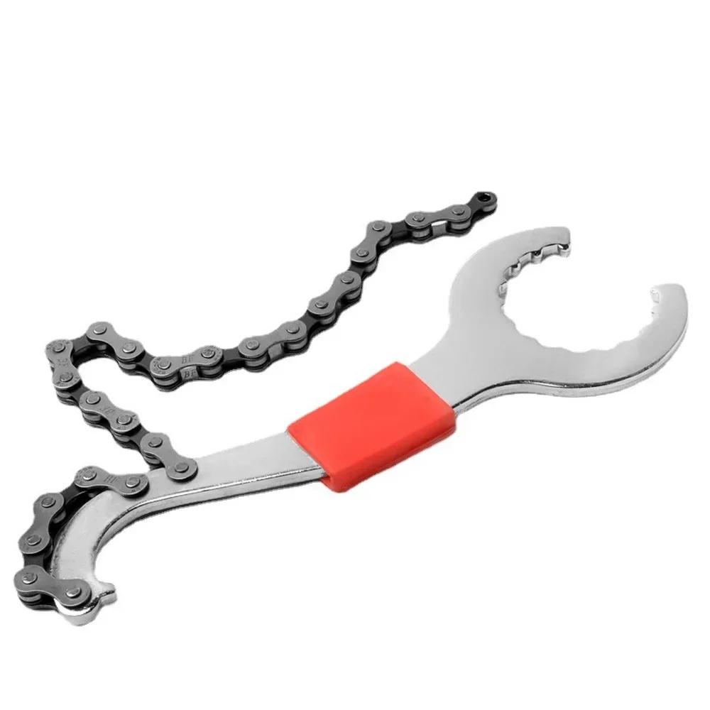 Bicycle Cassette Removal Tool 3-in-1 Combo with Chain Whip and Bottom Bracket Spanner for MTB Road Bike Flywheel Repair