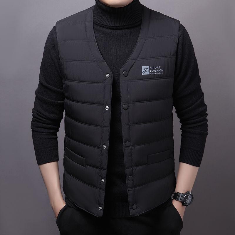 Men's Plus Size Cotton Vest - Sleeveless, Warm, Casual Fit for Seniors - Ideal for Autumn and Winter
