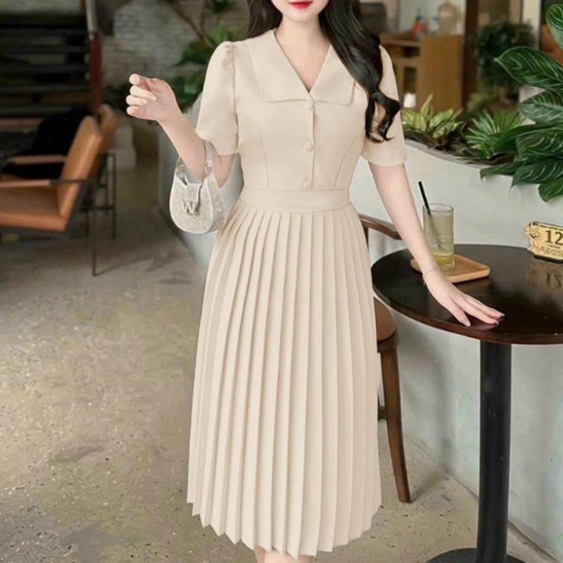 

ZANZEA Женское летнее повседневное платье с отложным воротником и коротким рукавом 5XL абрикосовый