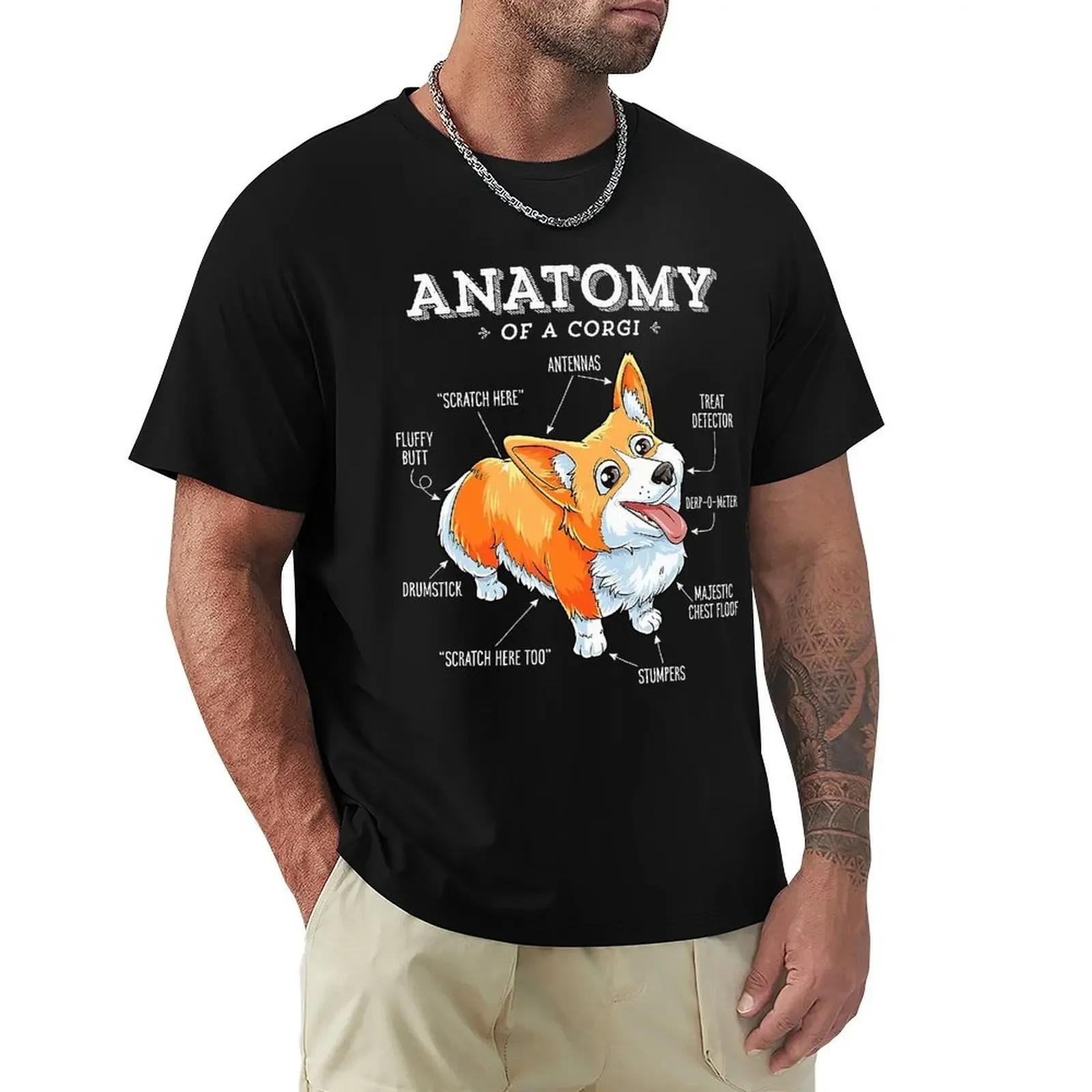 

Men Anatomy Of A Corgi Funny Corgis Dog Puppy T Shirts Dog Lover Pure Cotton Tops Vintage Short Sleeve Tee Shirt Printed T-Shirt#Color S