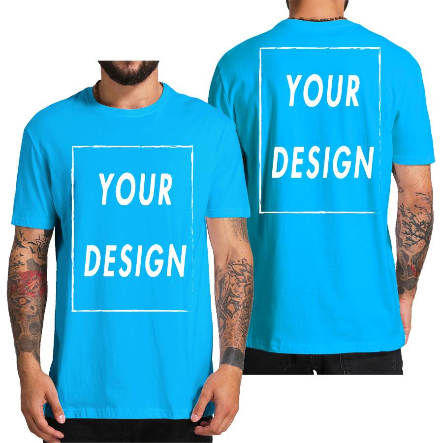 Camiseta Personalizada para Homens Design Eu Amo Seu Próprio Logo Texto Foto Grátis Ambos os Lados Tamanho UE Algodão Camiseta Personalizada