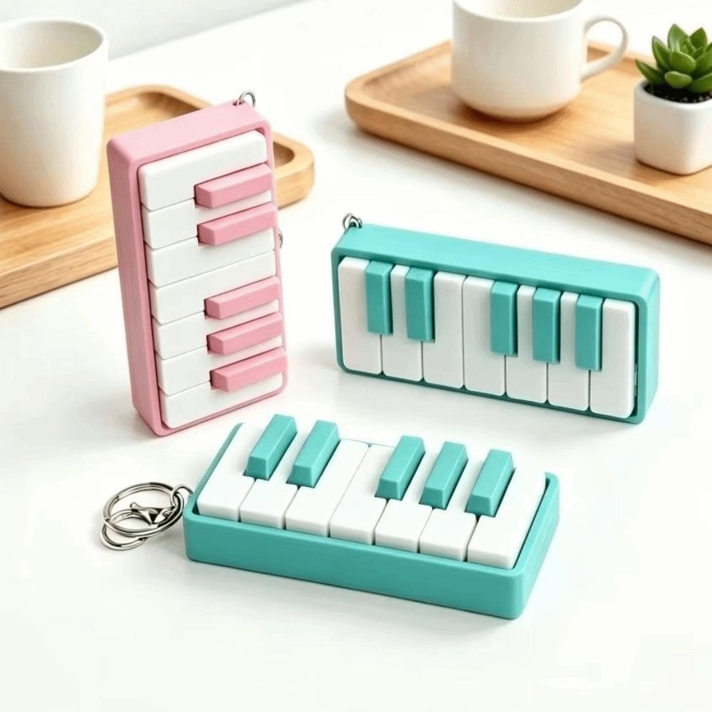 Novelty Piano Stress Clicker Keychain 3D Printed Piano Key Fidget Figurine Gift for Music Lovers