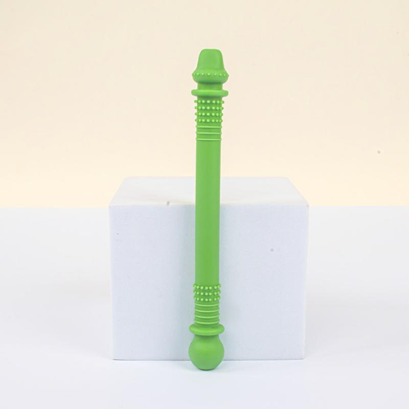 Silicone Kid Chewing Tube Pacifier Teeth Massager Hollow Molar Straw Oral Training Baby Teether Toy