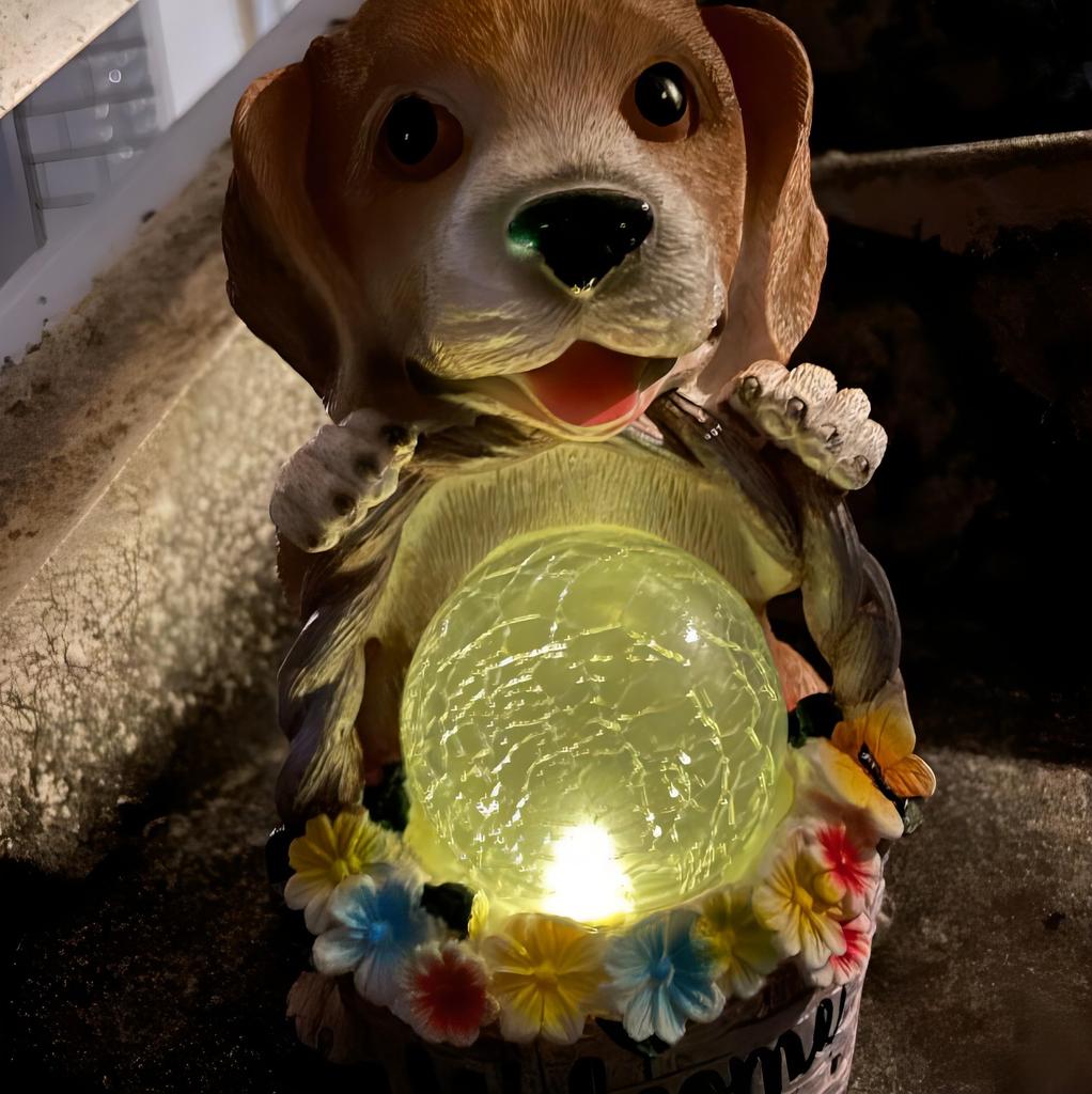 Bubulu Figurine Cățeluș Solar Exterior Grădinărit Intrare LED Iluminat Curte Iluminare Automată Lumină, Iluminare Alimentată Solar, Accesorii, Grădinărit,