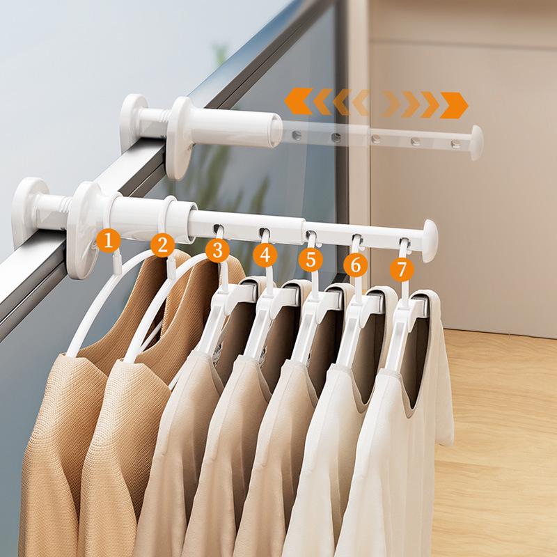 Retractable No-Drill Clothes Drying Rod - Multi-Functional Travel & Dorm Hanger