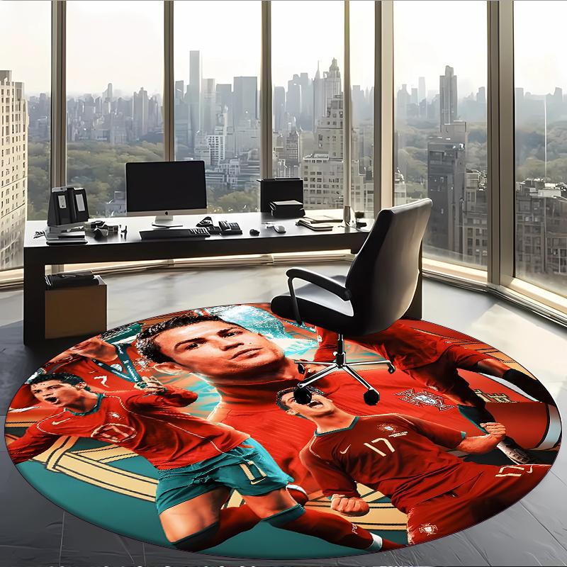 Ronaldo (24) Runder Büroteppich Dekorativer Bodenteppich für Büro Schlafzimmer Wohnzimmer und Wohnbereich