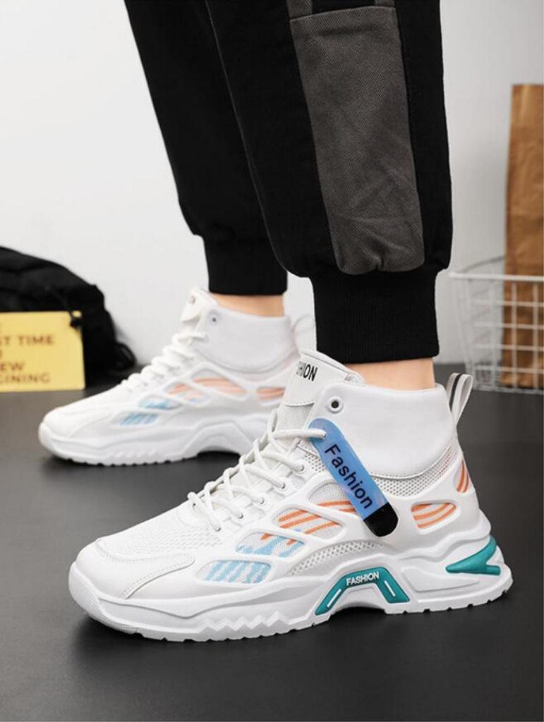 Fashion Men's High Top Sneakers Autumn Breathable Air-cushion Running Shoes Male Ankle Boots Fashion Designer Non Slip Tennis Shoes