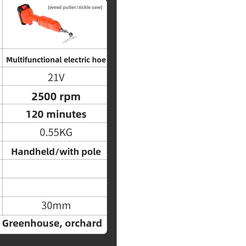 Multifunctional Handheld Electric Hoe, Cordless Lithium Garden Tiller, Portable Weeding & Soil Loosening Cultivator for Backyard Flower Beds