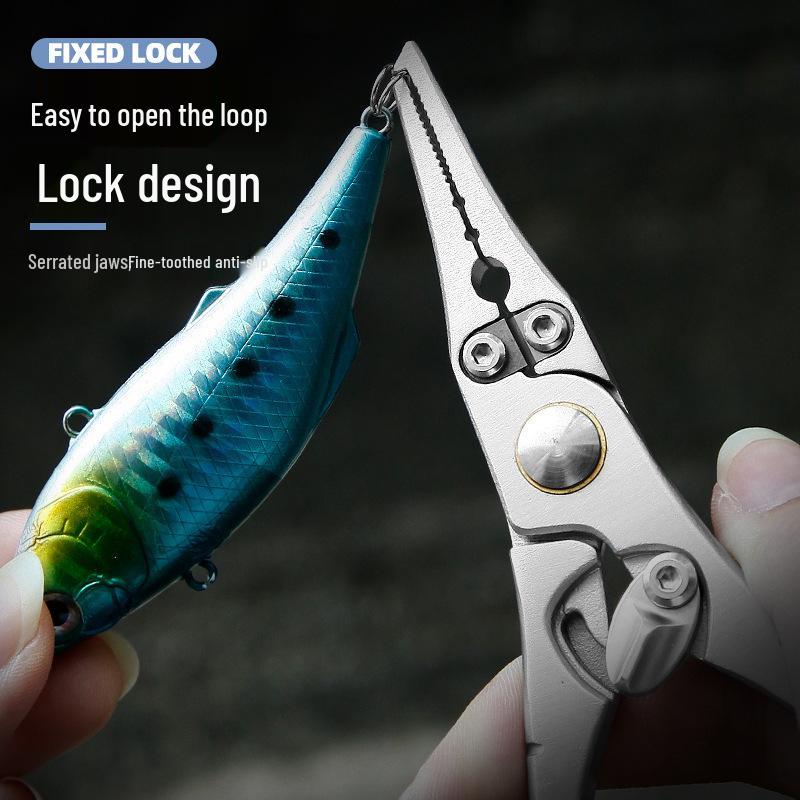 Stainless Steel Multifunctional Fishing Pliers with Line Scissors and Needle-Nose Tweezers
