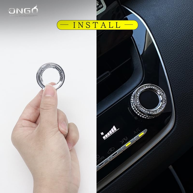 ONGOXD Toyota Corolla Starter Switch Ring Air Conditioner Knob Diamond Crystal Decoration Plate Interior