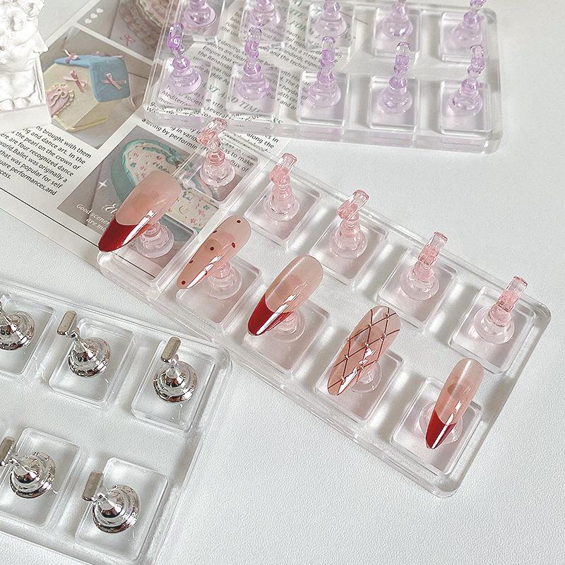 1/5/10 Grid Non-Magnetic Nail Display Nail Display Stand Tips Holder Nail Practice Stand Fingernail Diy Manicure Stand Tools