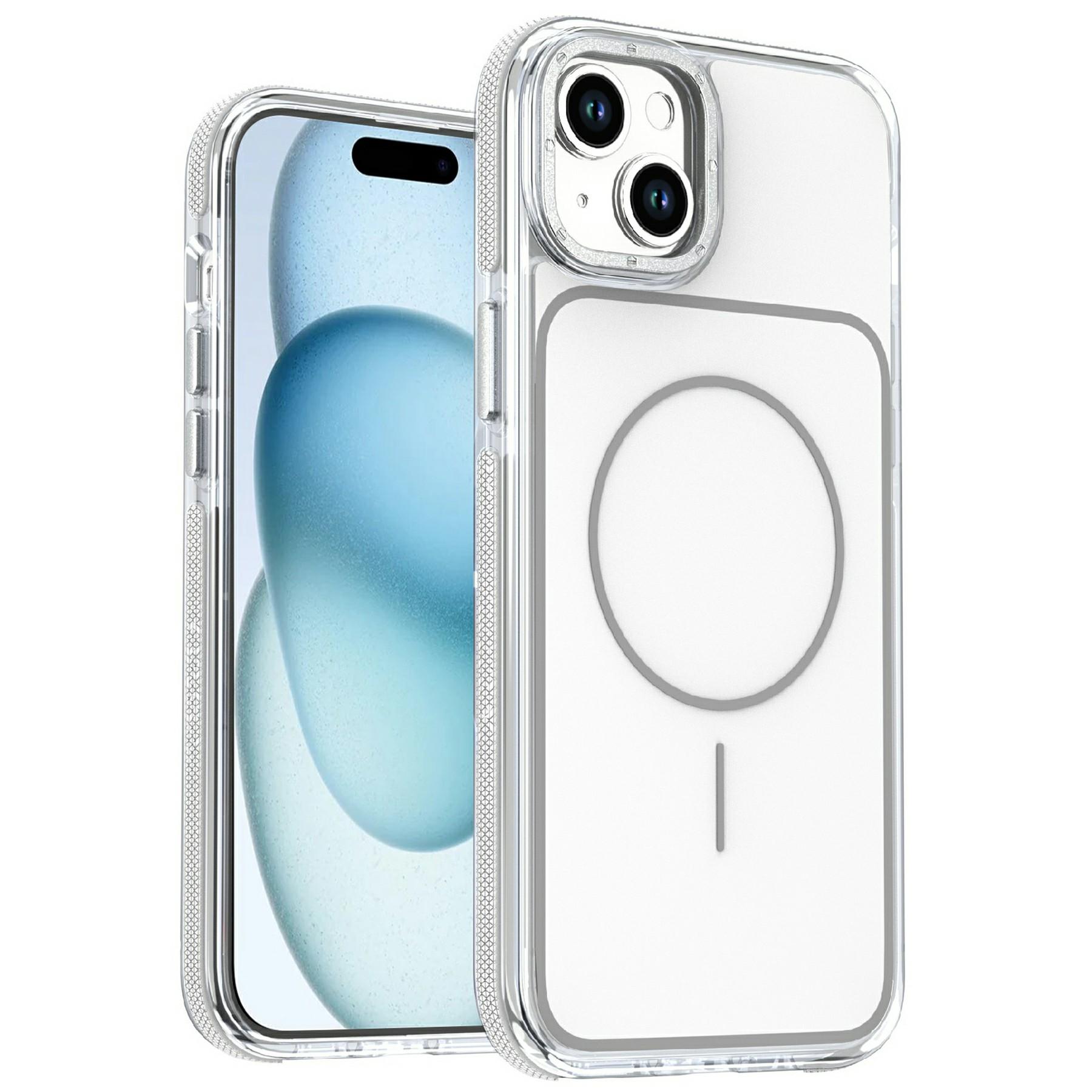 For iPhone 15 Magnetic Case Dual Color Shockproof TPU PC Phone Cover Compatible with MagSafe