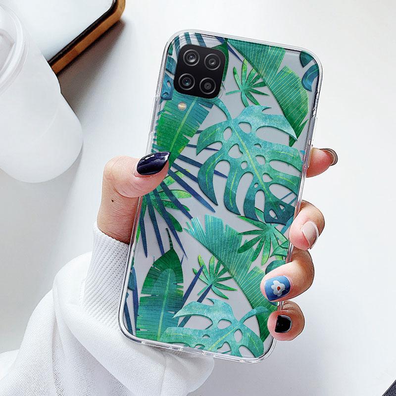 Phone Case For Samsung A12 M12 F12 Floral Silicon Cover For Samsung Galaxy A12 5G Fundas Coque Transparent Soft Capas Flower TPU