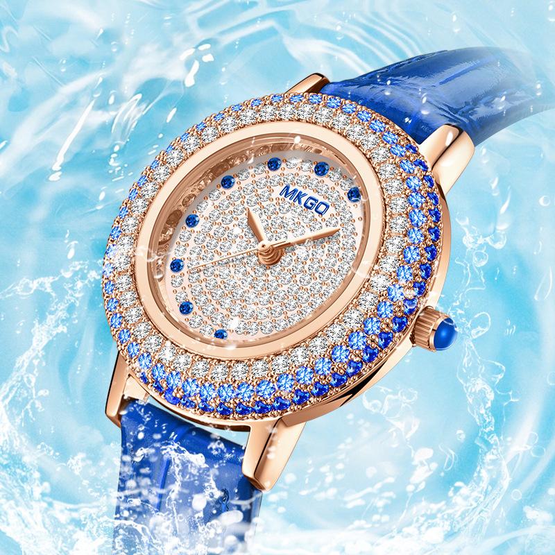 UTHAI W43 New Women's Brand Quartz Watch Luxury Full Diamond Jewelry Crystal Gem Scale Waterproof Leather Band Ladies Watches