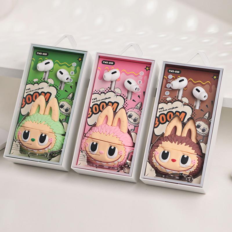 Cartoon Labubu Cute Wireless Earphone With Protective Case And Hanging Pendant Rope Bluetooth Earbuds Headphone Headset