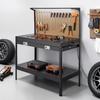 VEVOR Hardwood Workbench, 110 kg Weight Capacity, 1200 mm Heavy Duty Workbench with Pegboard, 4 AC Outlets & 2 USB Ports