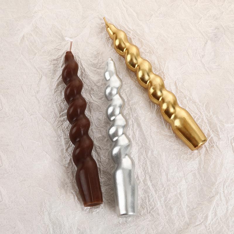 Classic Handmade Colorful Threaded Candles for Home Hotel Wedding Odorless Long Small Candles