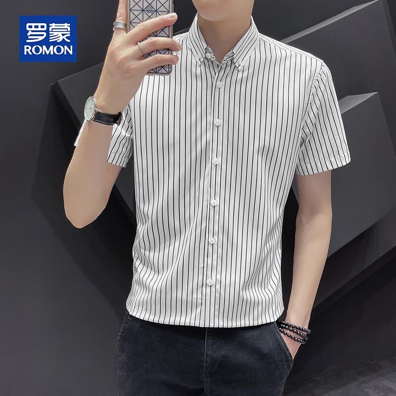 ROMON Men s Ice Silk Short Sleeve Casual Shirt XL