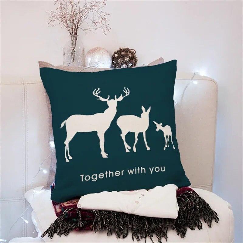 45x45cm Creative Geometric Elk Pillowcase Living Room Sofa Office Seat Car Cushion Cover  Ornament Home Decoration