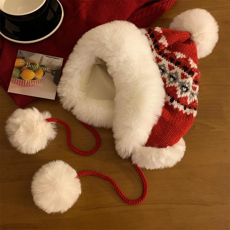 Fair Island Jacquard Knitted Lei Feng Hat Women's Winter Warm Thickened Fleece Ear Protector Outdoor Northeast Ski Hat