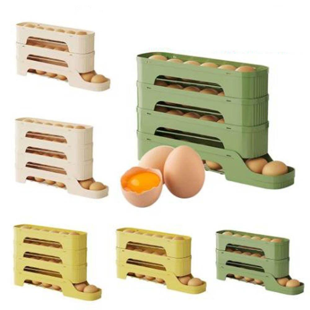 Large Capacity Auto Rolling Egg Organizer Plastic Egg Storage Box Portable Egg Roller Rack  Kitchen