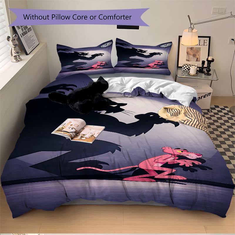 3Pcs Pink Panther Vs Wolf Bedding Sets For All Sizes New 3D Printed Bed Cover Comforter Duvet Cover Pillowcase Bedroom Decoration