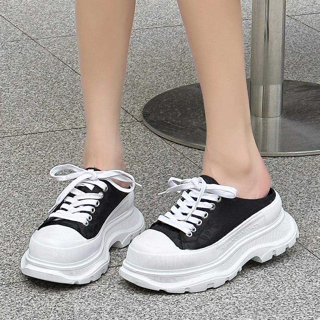 Canvas halfpantoffels met dikke zool, zomer nieuwe nationale stijl borduurwerk, super populair, kleine casual luie slipper