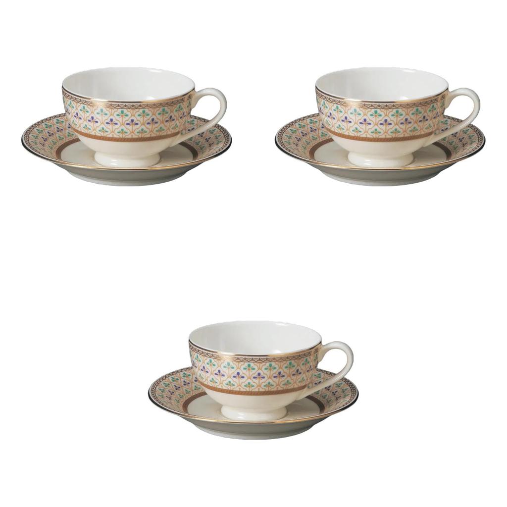 Set of 3 NB Viola Black Tea Cups and Saucers X 9 X Fuse Ware Cups and Saucers by Setomonohonpo [11.5 5.5 Cm, 200cc]