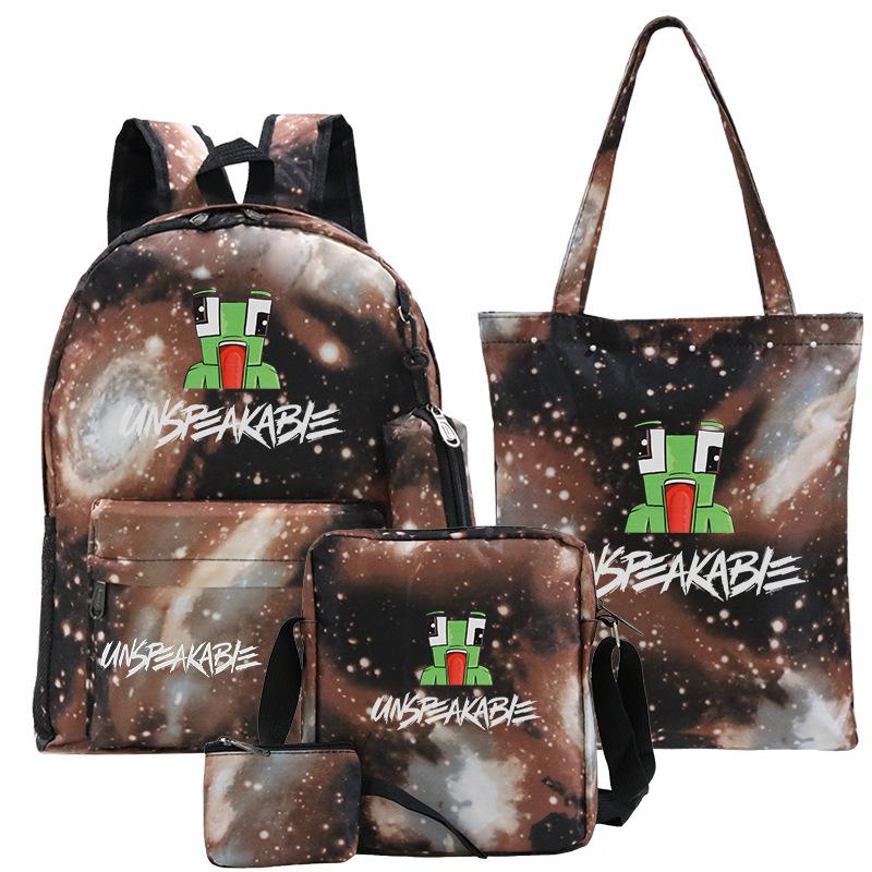 Casual Backpack Five-piece Backpack + Tote Bag + Shoulder Bag + Pencil Bag + Small Money Bag 3