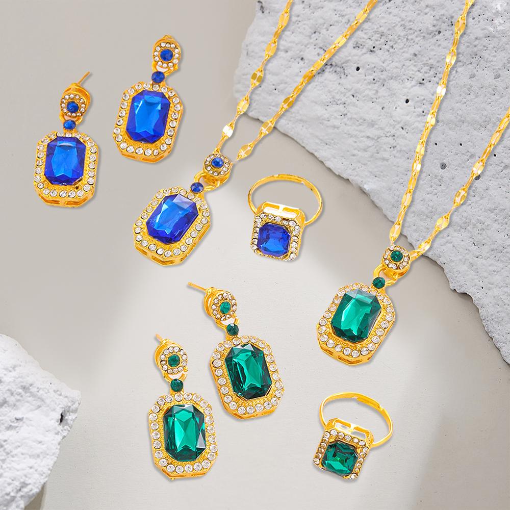 4-piece Women's Zircon Set, Fashionable Casual Necklace Bracelet Earring Set, Suitable for Daily Wear, Friend Holiday Gift