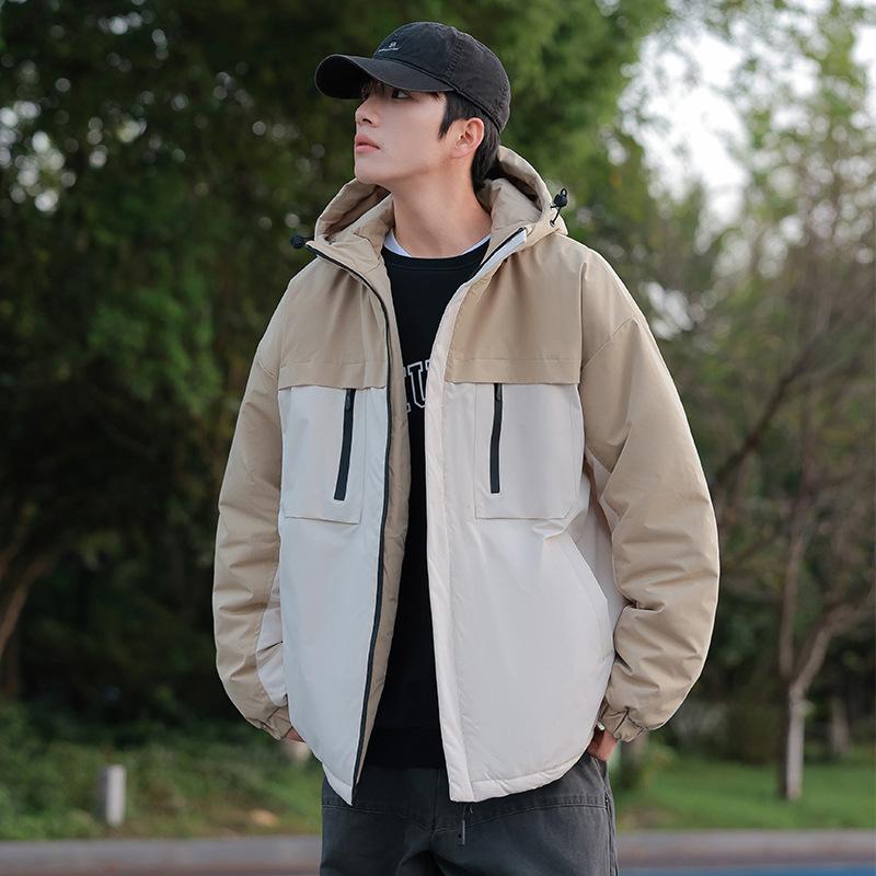 Men's Casual Cotton Jacket Hooded Solid Color Winter Daily    