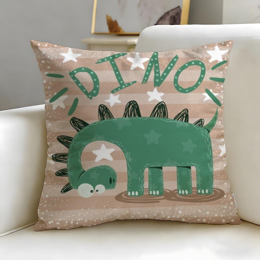 cartoon theme Cartoon Dinosaur Cushion Cover Soft & Easy-Wash Pillow Case – Versatile for Couch, Bed, Travel and Office