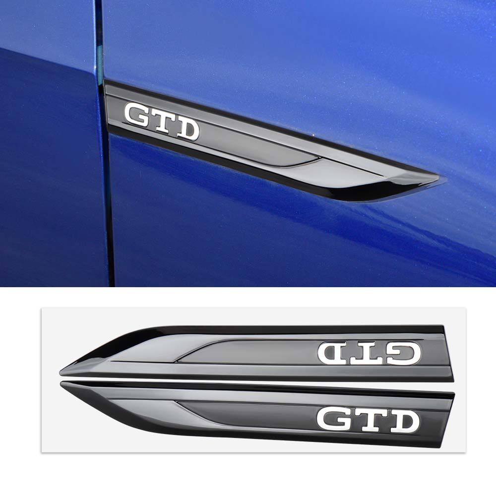 2pcs Car Fender Blade Emblem Sticker Auto Decorative Hub Accessories For VW GTI GTD Golf 7 8 Polo Tiguan Jetta Touran PASSAT CC