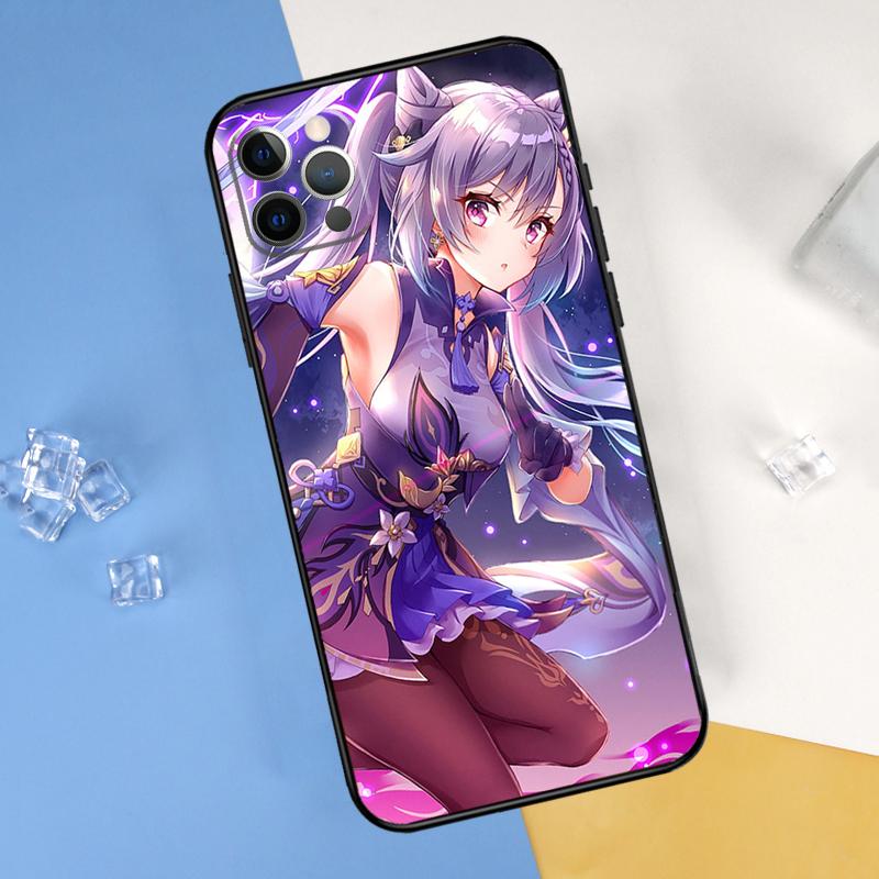 Genshin Impact Keqing Phone Case For iPhone 16 Pro Max 12 13 Mini 11 14 15 Pro Max XR 16 15 Plus 16e Cover Shell