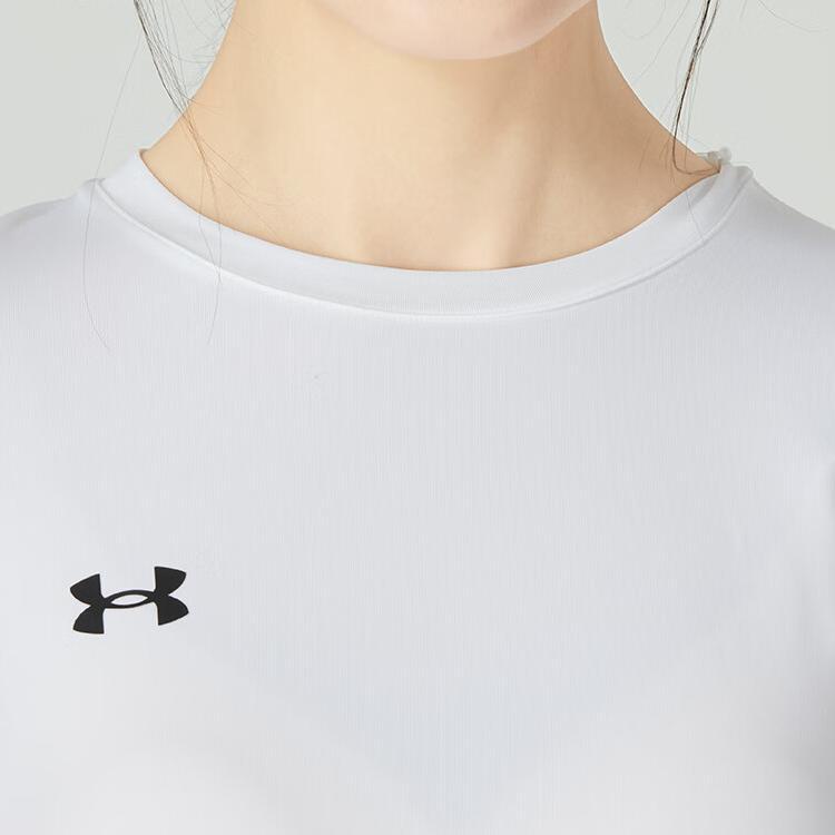 Under Armour Logo Print Breathable Long Sleeve T-Shirt Women Tops White 22600308-100