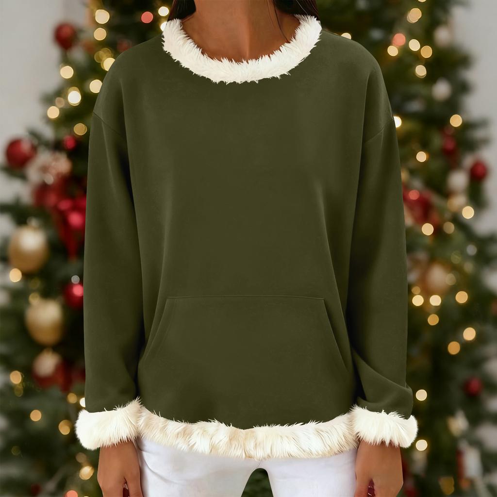 Women's Casual Solid Color Long-Sleeved Hoodless Sweatshirt