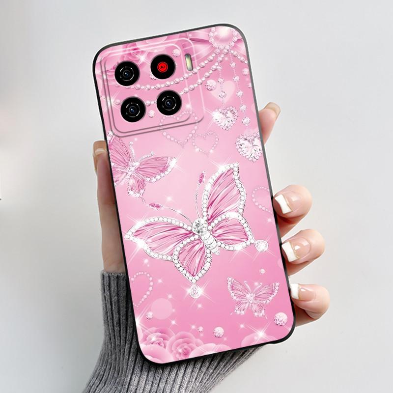 Printing Pattern Case For ZTE Blade A56 Z2473 Nubia A56 Soft Silicone Black Shell Cover For Blade A56 Pro Cute Flower Casing