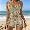 Damen Tankini Badeanzug 2-teilig Vielfältiger Retro-Stil Druck Pflanzenmuster Urlaubs Badeanzüge