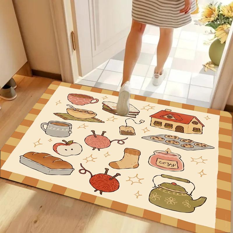 

Rustic Farmhouse Laundry Clothesline Chicken Non-slip Washable Door Mat for Entryway Kitchen Home Decoration 40cm x 60cm