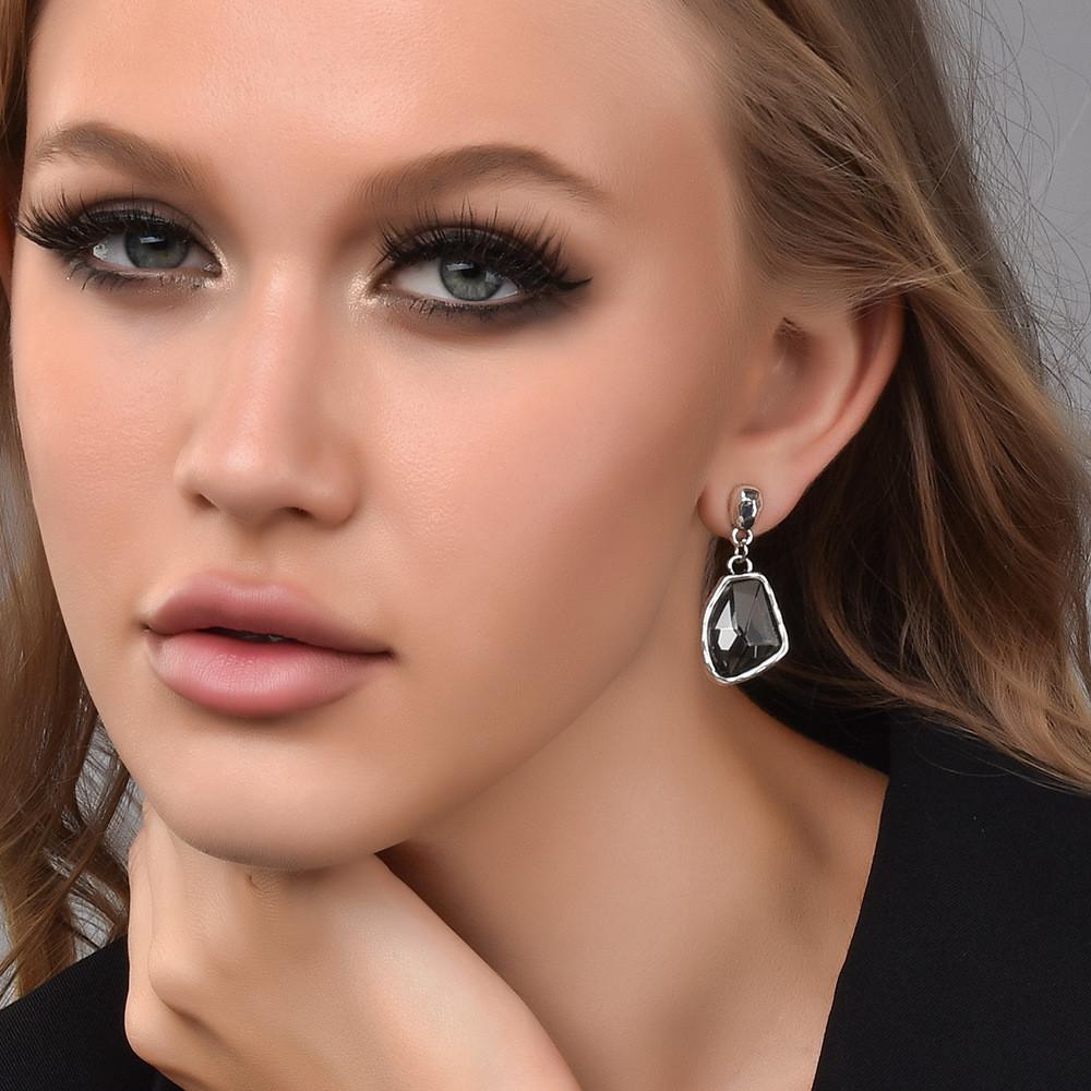 Copper Gold Water Drop Earrings With Silver Ear Pins For Women Fashion Jewelry
