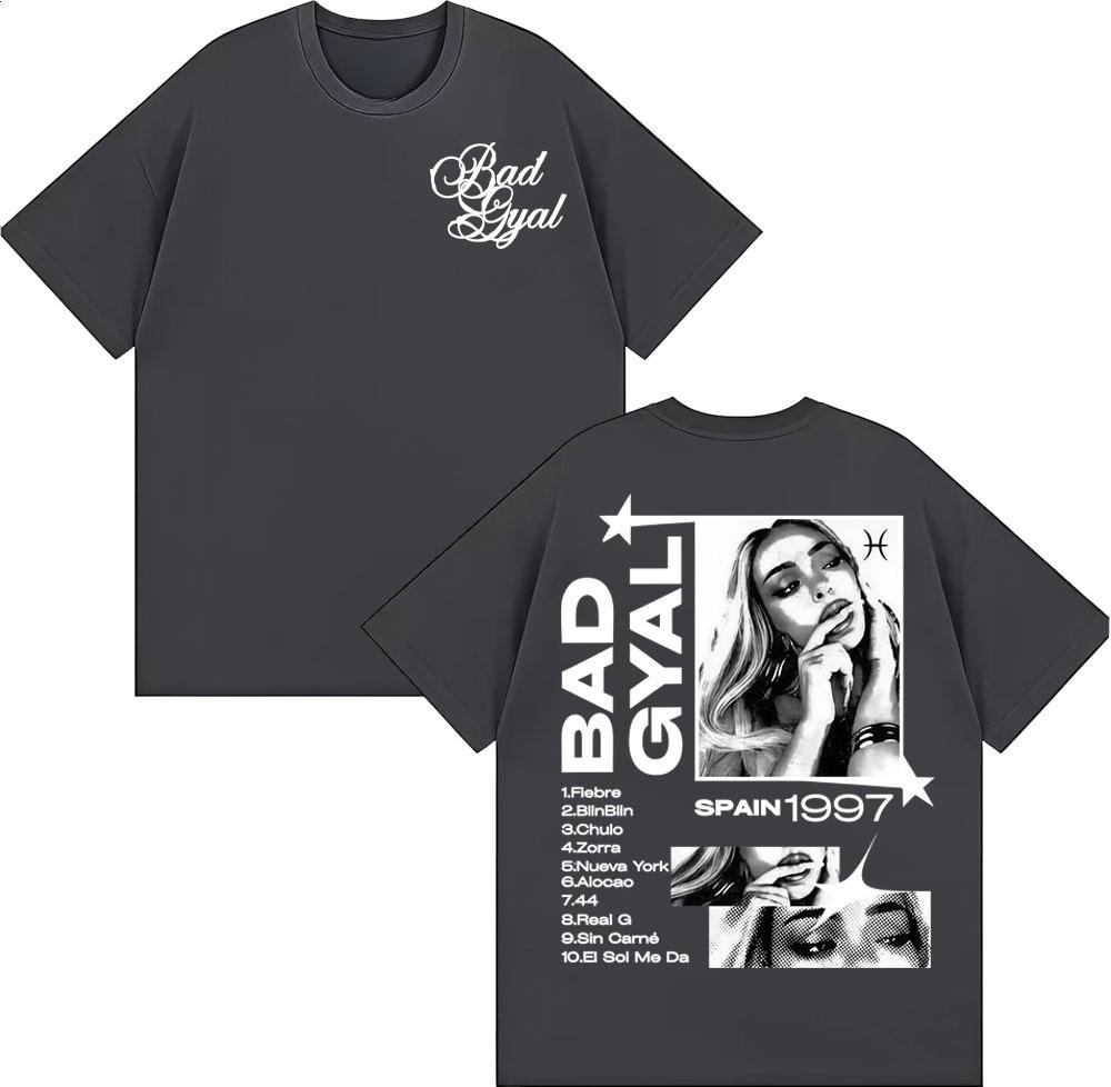 Singer Bad Gyals Album Tour Graphic Tshirt for Men and Women Hiphop Summer Print Pure Cotton Casual Shortsleeved top