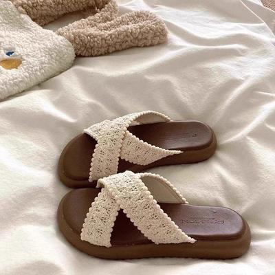 Bohemian Island Style French Gentle Platform Slippers Women Wear Non-slip Beach Slippers In Summer