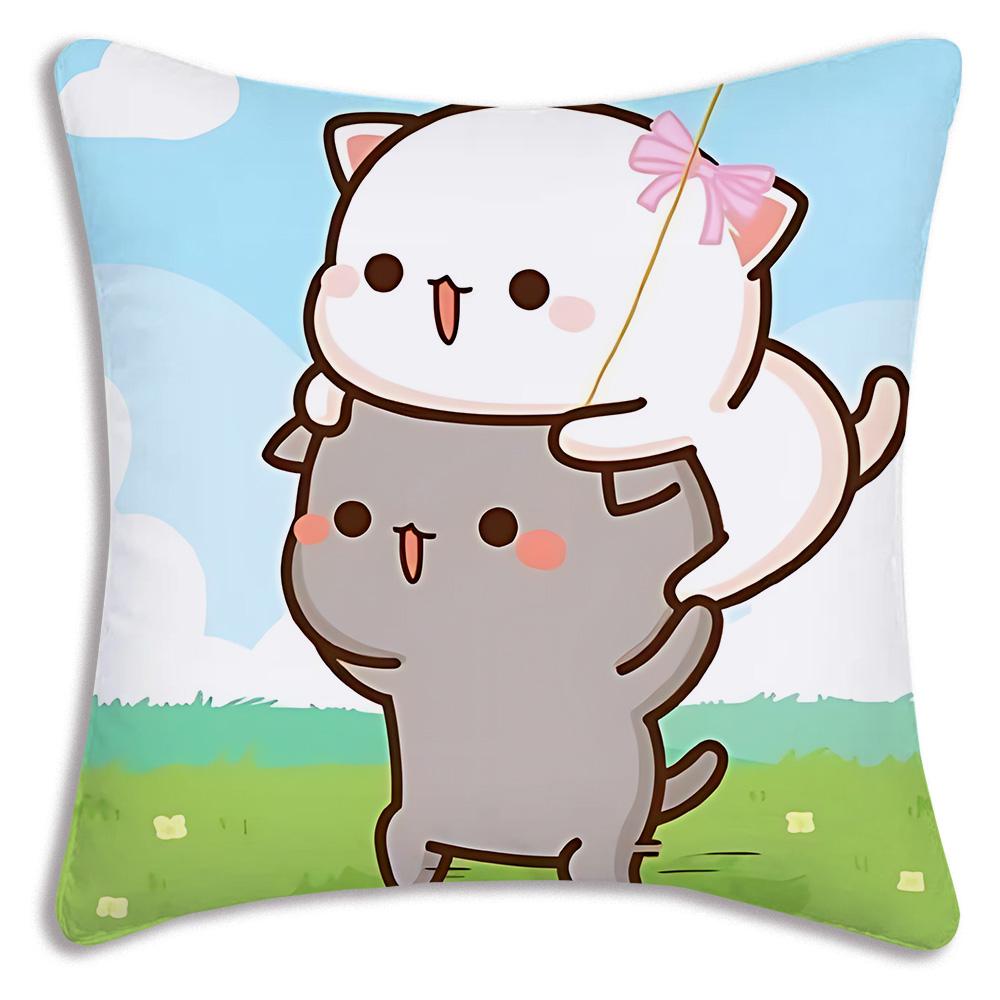 Cute PeachS And G-GomaS Pillow Covers Cartoon Sofa Decorative Home Double-sided Printing Short Plush Cute Cushion Cover