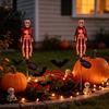 Glow in The Dark Bat Figures Solar Halloween Garden Lights, Realistic Skeleton Pathway Decor, Waterproof LED Spooky Stickers for Windows Stake