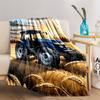Cozy Flannel Throw Blanket with Farm Tractor Print - Soft Reversible All-Season Nap Blanket for Couch Bed Office and Travel