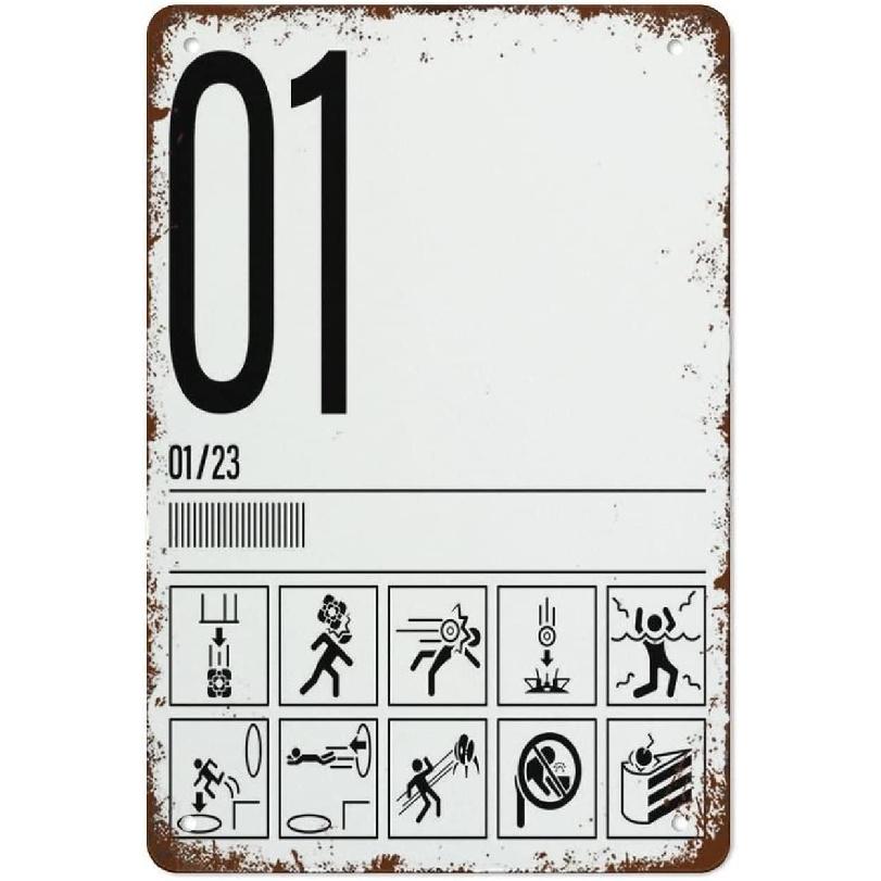Creative Festival Wall Art Summer Home Decor Tin Sign Portal Test Chamber Icons, Game Poster, Room Decor, Aperture Laboratories Metal Signs Spring
